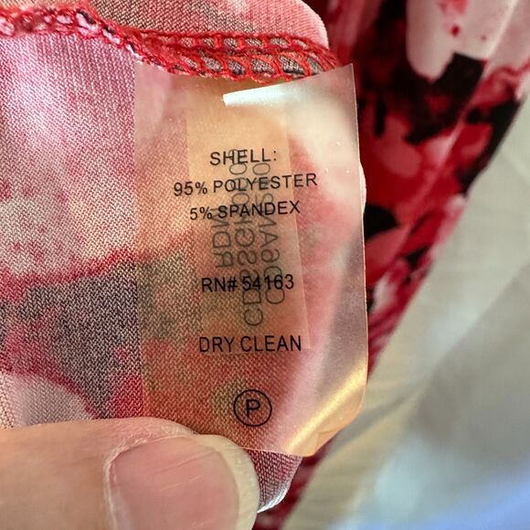 Calvin Klein Red and Black  Watercolor Halter Style High Neck Maxi Dress - Picture 3 of 7